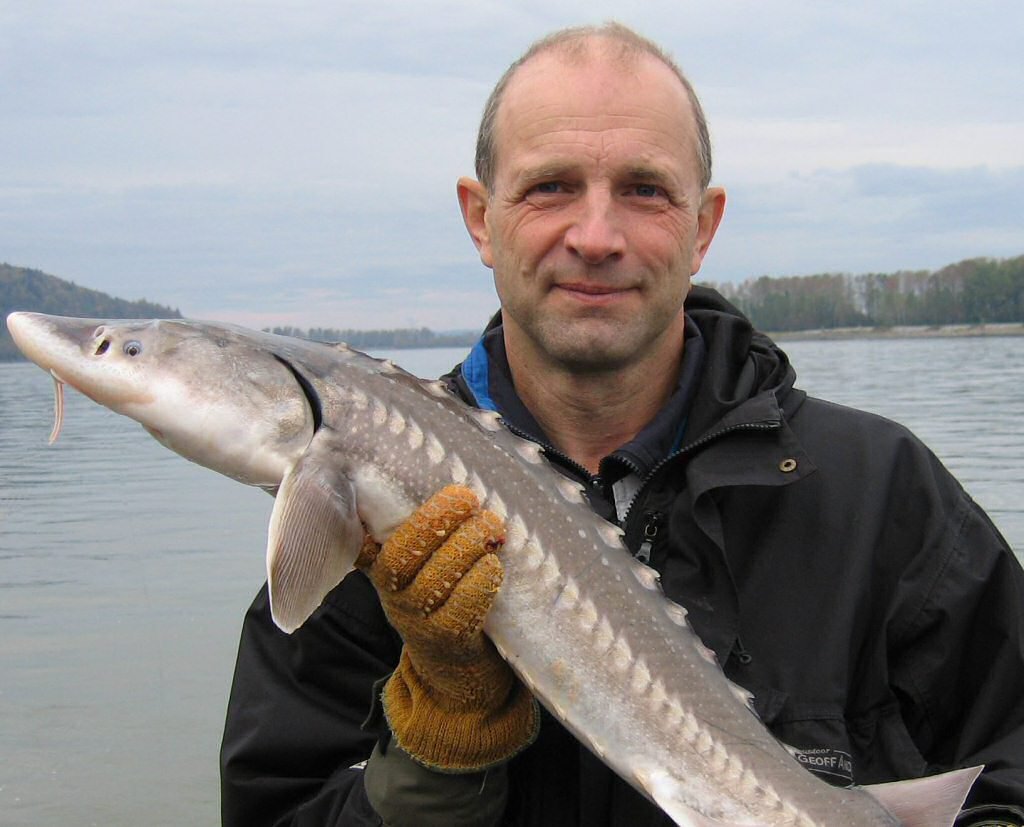 Carl med Stør på Fraser River
