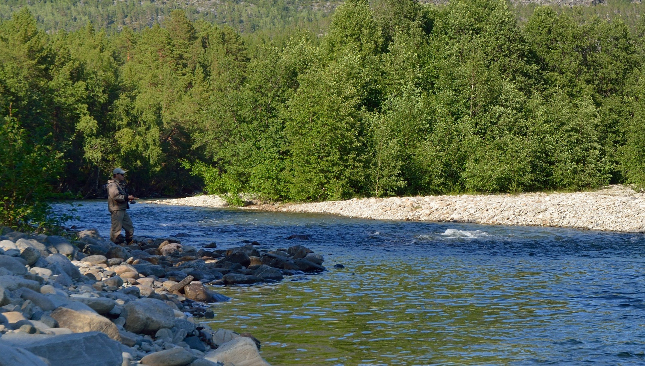 Ole fisker efter laks i Kvænangselva