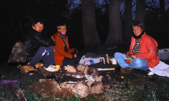 Ole, Mette og Karin p&aring; kanotur