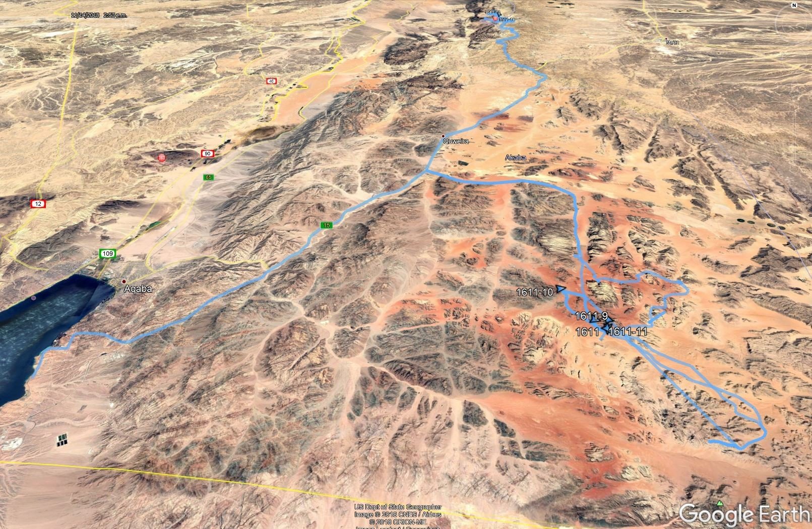 Kort over Jordan-ruten